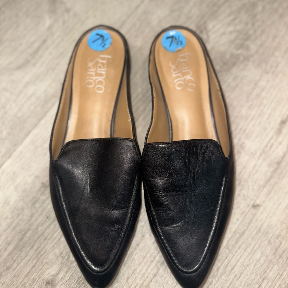 Franco Sarto Women's Black Leather Mules
